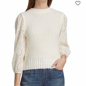 🐑🦢Rails Dahlia Lace Eyelet Combo Sweater/Vest size small ivory